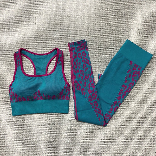 Seamless Leopard Yoga Suit Gym Clothings Women Bra Top And Leggings Sexy Fitness Sports Running Push Up Hips Lifting Tracksuit | Vimost Shop.