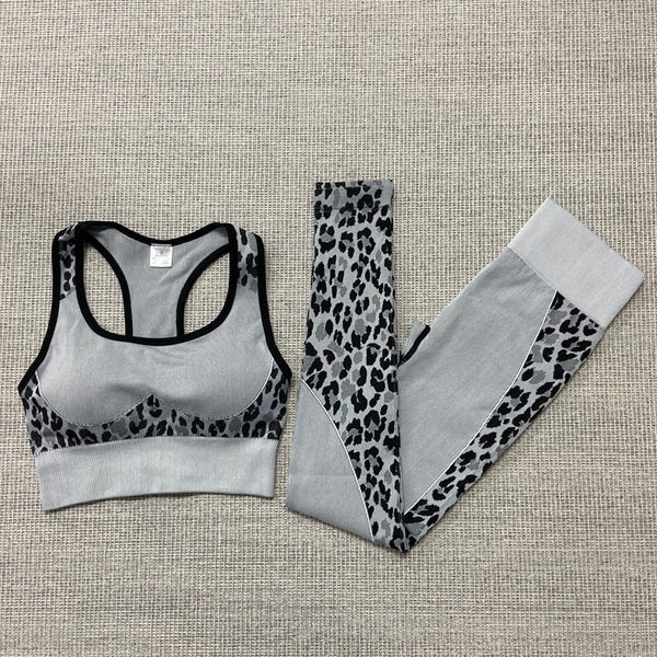 Seamless Leopard Yoga Suit Gym Clothings Women Bra Top And Leggings Sexy Fitness Sports Running Push Up Hips Lifting Tracksuit | Vimost Shop.