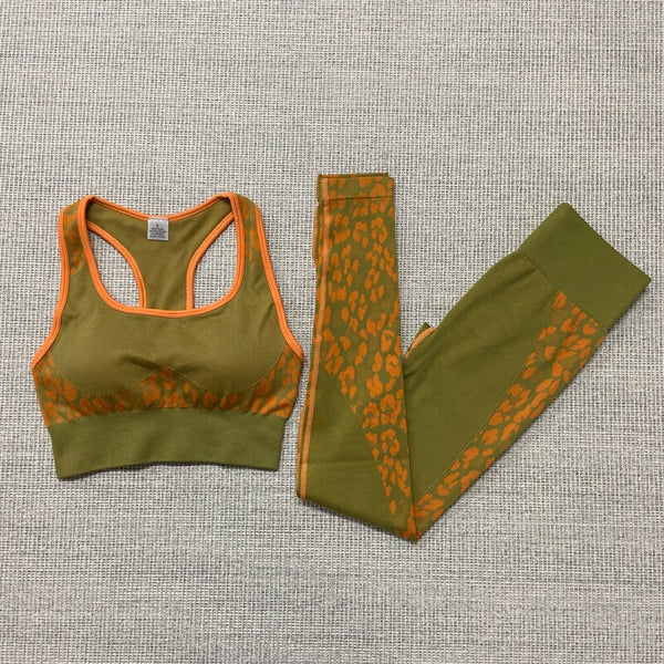 Seamless Leopard Yoga Suit Gym Clothings Women Bra Top And Leggings Sexy Fitness Sports Running Push Up Hips Lifting Tracksuit | Vimost Shop.