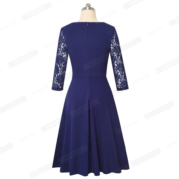 Women Sexy Chic Lace Patchwork Elegant Dress Casual Swing Party Retro Dress | Vimost Shop.