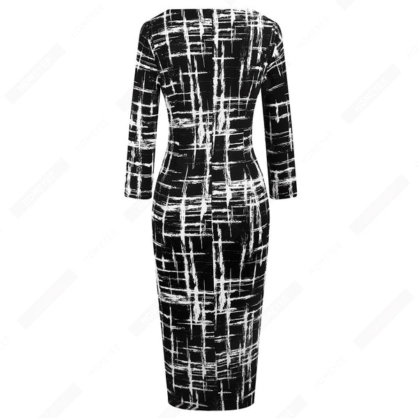 Vintage Women Elegant Fashion Pencil Dress Chic Formal Business Bodycon Dress | Vimost Shop.