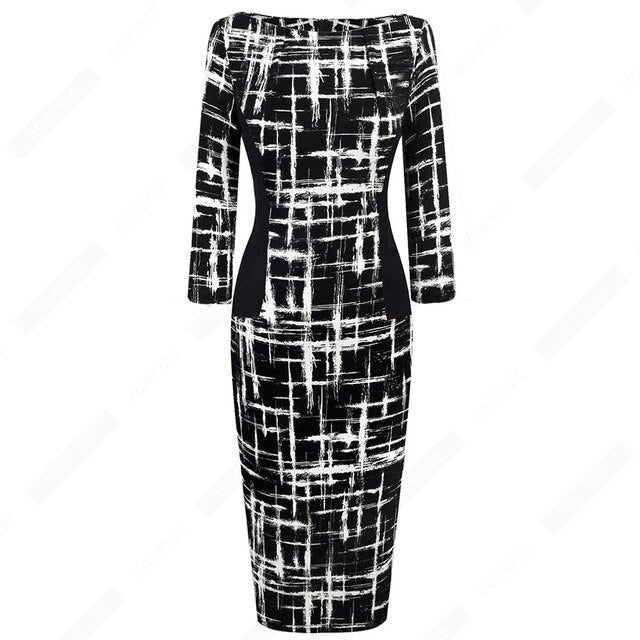 Vintage Women Elegant Fashion Pencil Dress Chic Formal Business Bodycon Dress | Vimost Shop.