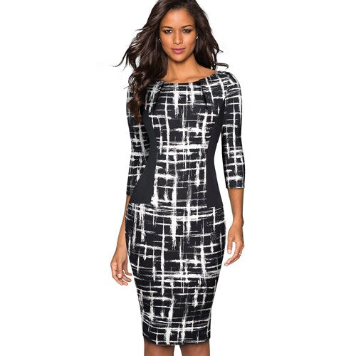 Vintage Women Elegant Fashion Pencil Dress Chic Formal Business Bodycon Dress | Vimost Shop.