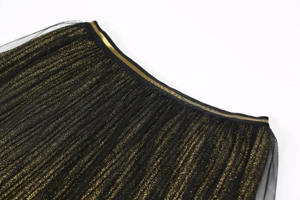 Local Delivery Contrast Mesh Women Skirts  Autumn Mid Waist Casual Female Skirt Daily Pleated Skirts | Vimost Shop.