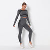 Seamless Patchwork Yoga Set Gym Clothing Fashion Long Sleeve Top Leggings Suit Push Up Workout Training Running Sports Tracksuit | Vimost Shop.