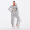 Seamless Patchwork Yoga Set Gym Clothing Fashion Long Sleeve Top Leggings Suit Push Up Workout Training Running Sports Tracksuit | Vimost Shop.