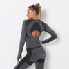 Seamless Patchwork Yoga Set Gym Clothing Fashion Long Sleeve Top Leggings Suit Push Up Workout Training Running Sports Tracksuit | Vimost Shop.