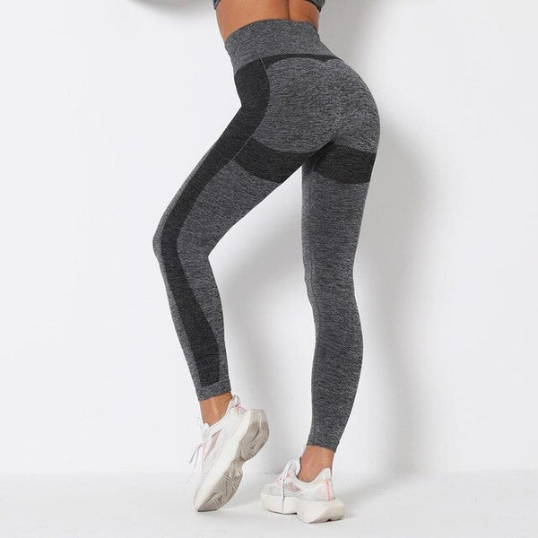 Seamless Patchwork Yoga Set Gym Clothing Fashion Long Sleeve Top Leggings Suit Push Up Workout Training Running Sports Tracksuit | Vimost Shop.