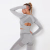 Seamless Patchwork Yoga Set Gym Clothing Fashion Long Sleeve Top Leggings Suit Push Up Workout Training Running Sports Tracksuit | Vimost Shop.