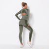 Seamless Patchwork Yoga Set Gym Clothing Fashion Long Sleeve Top Leggings Suit Push Up Workout Training Running Sports Tracksuit | Vimost Shop.