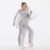 Seamless Patchwork Yoga Set Gym Clothing Fashion Long Sleeve Top Leggings Suit Push Up Workout Training Running Sports Tracksuit | Vimost Shop.