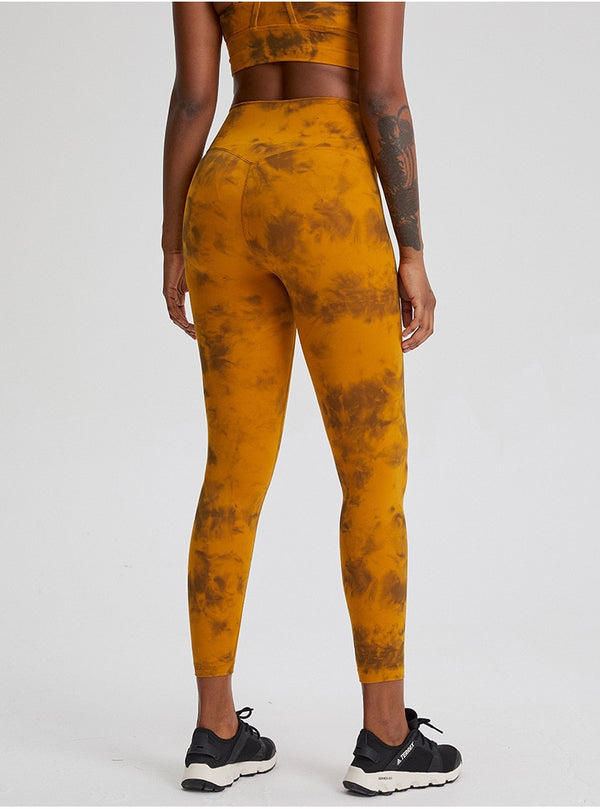 Autumn Seamless Tie Dye Print Yoga Leggings No T-line Fitness Gym Yoga Pantalones High Elastics High Waist Sports Slim Trousers | Vimost Shop.