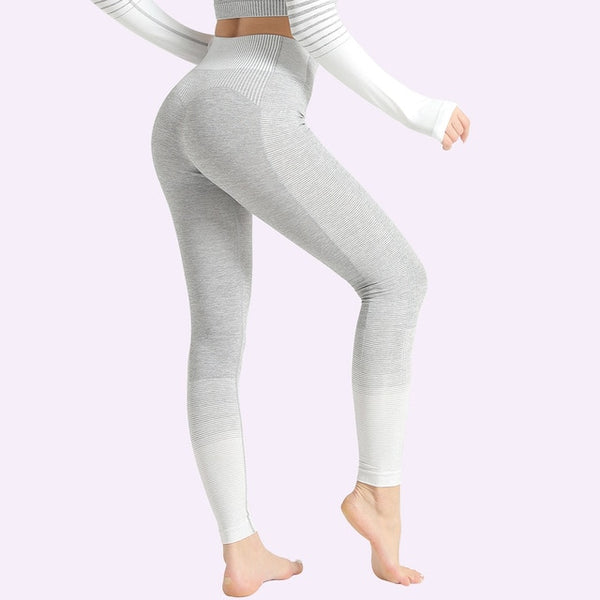 Seamless Women Yoga Set Long Sleeve Top Shirts High Waist Belly Control Sport Leggings Tights Gym Clothes Seamless Sport Suit | Vimost Shop.