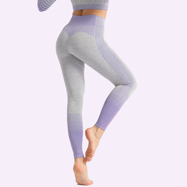 Seamless Women Yoga Set Long Sleeve Top Shirts High Waist Belly Control Sport Leggings Tights Gym Clothes Seamless Sport Suit | Vimost Shop.