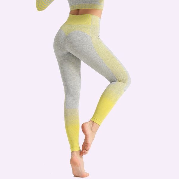 Seamless Women Yoga Set Long Sleeve Top Shirts High Waist Belly Control Sport Leggings Tights Gym Clothes Seamless Sport Suit | Vimost Shop.