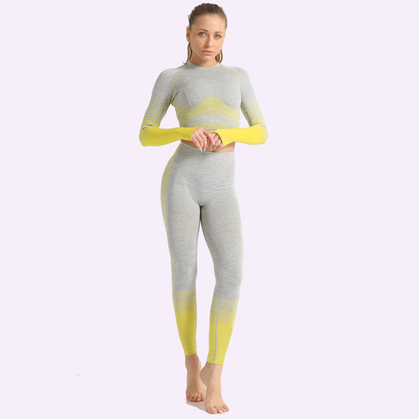 Seamless Women Yoga Set Long Sleeve Top Shirts High Waist Belly Control Sport Leggings Tights Gym Clothes Seamless Sport Suit | Vimost Shop.