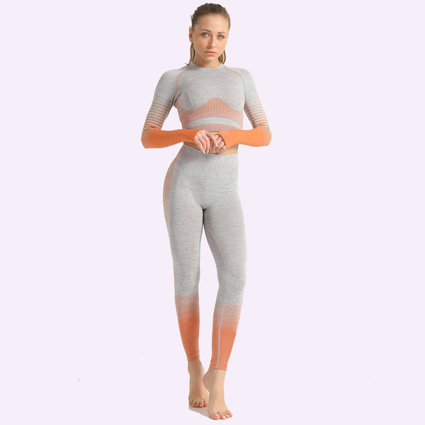 Seamless Women Yoga Set Long Sleeve Top Shirts High Waist Belly Control Sport Leggings Tights Gym Clothes Seamless Sport Suit | Vimost Shop.