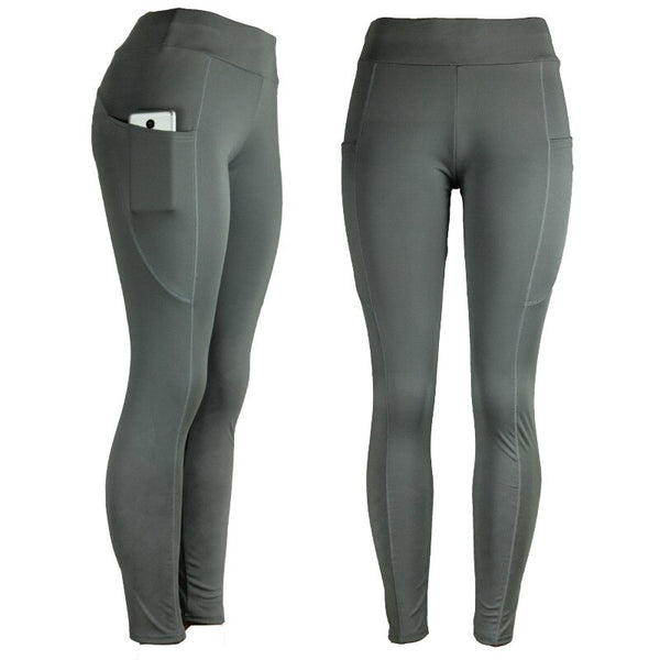 Solid Yoga Leggings With Pockets Fashion Push Up Workout Fitness Gym Running Trousers High Elastics High Waist Casual Pants | Vimost Shop.