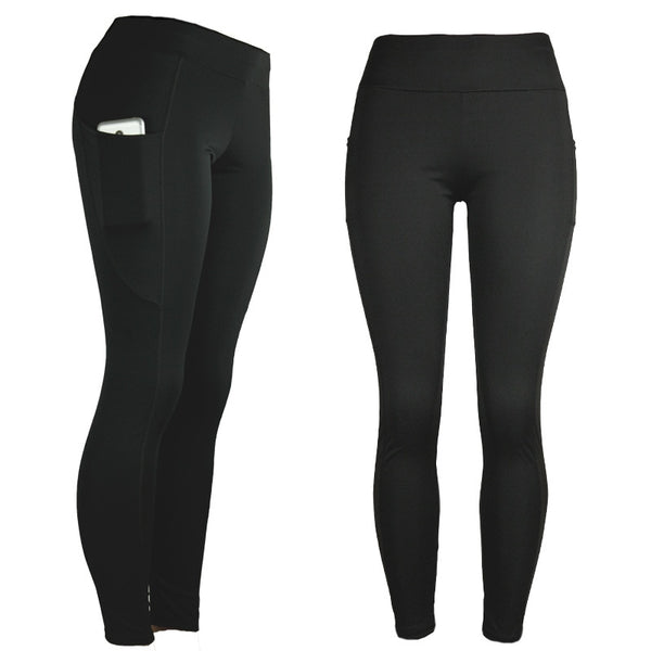Solid Yoga Leggings With Pockets Fashion Push Up Workout Fitness Gym Running Trousers High Elastics High Waist Casual Pants | Vimost Shop.