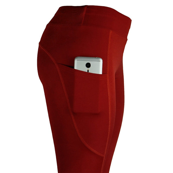 Solid Yoga Leggings With Pockets Fashion Push Up Workout Fitness Gym Running Trousers High Elastics High Waist Casual Pants | Vimost Shop.