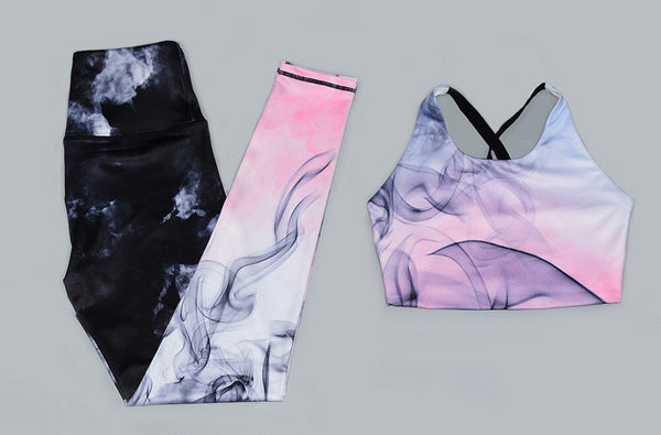 Women Print Yoga Gym Set Fashion Outdoor Fitness Workout Set Casual Tank Crop Top Leggings Sports Shaping Two Piece Set | Vimost Shop.