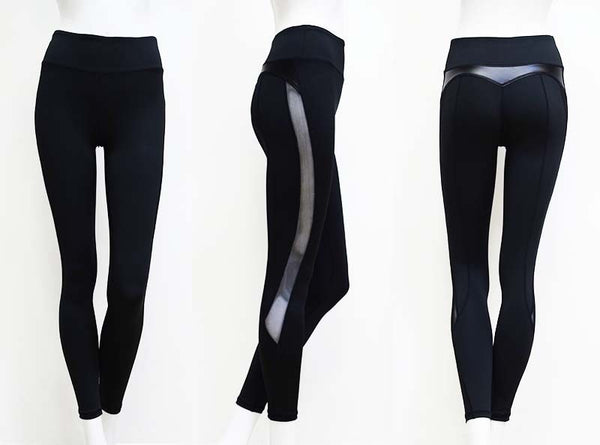 Seamless PU Patchwork High Elastics Jogging Pants High Waist Hips Lifting Gym Fitness Female Sports Breathable Pants | Vimost Shop.