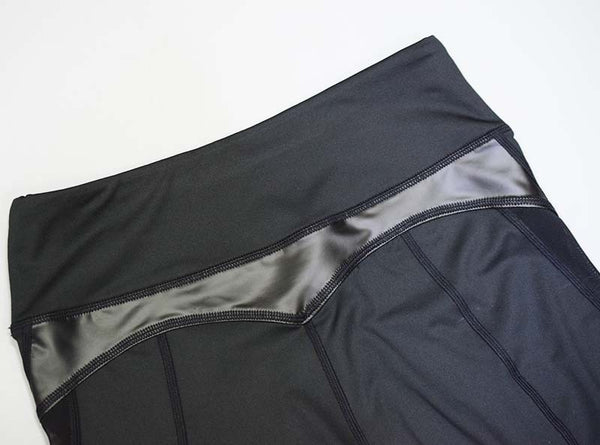 Seamless PU Patchwork High Elastics Jogging Pants High Waist Hips Lifting Gym Fitness Female Sports Breathable Pants | Vimost Shop.