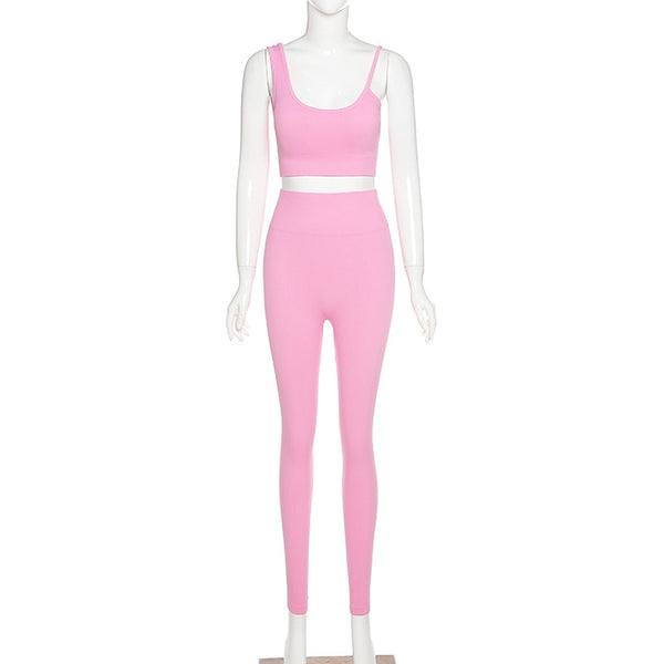 Seamless Solid Yoga Set Women Gym Clothes One Shoulder Crop Top Legging Sexy Fitness Sportswear Suit Running Workout Tracksuit | Vimost Shop.