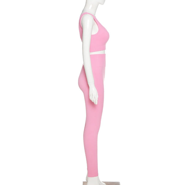 Seamless Solid Yoga Set Women Gym Clothes One Shoulder Crop Top Legging Sexy Fitness Sportswear Suit Running Workout Tracksuit | Vimost Shop.