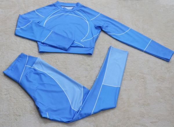 Seamless Sportswear Yoga 2 PCS Set Women GYM Clothes Jogging Workout Fitness Tracksuit Long Sleeve Crop Top Leggings Active Suit | Vimost Shop.