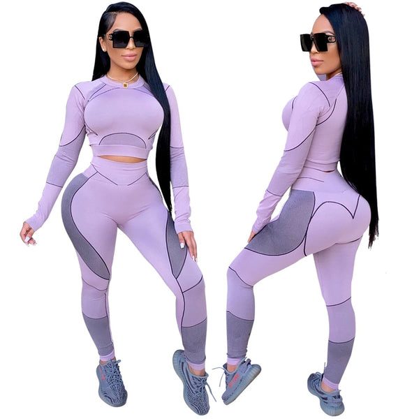 Seamless Sportswear Yoga 2 PCS Set Women GYM Clothes Jogging Workout Fitness Tracksuit Long Sleeve Crop Top Leggings Active Suit | Vimost Shop.