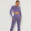 2 Piece Outfits Yoga Activewear Set Long Sleeve Crop Top High Waist Yoga Pants Sports Shirt Workout Leggings Suit Gym Clothing - Vimost Shop