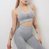 Seamless Striped Yoga Gym Tracksuit Workout Sports Push Up Jogging Two Piece Tank Crop Top Hips Lifting Leggings Outdoor Set | Vimost Shop.