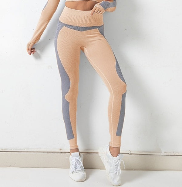 Sportswear Striped Patchwork Yoga Set S - 2XL Gym Fitness Tracksuit Long Sleeve Zipper Coat High Elastics Leggings Outdoor Suit | Vimost Shop.