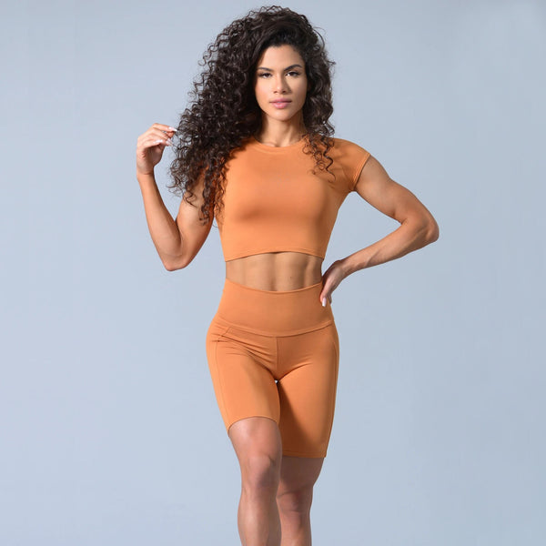 Seamless Sportswear Yoga 2 PCS Set GYM Fitness Sports Tracksuit One Shoulder Tie Knot Crop Top High Elastics Shorts Two Piece | Vimost Shop.
