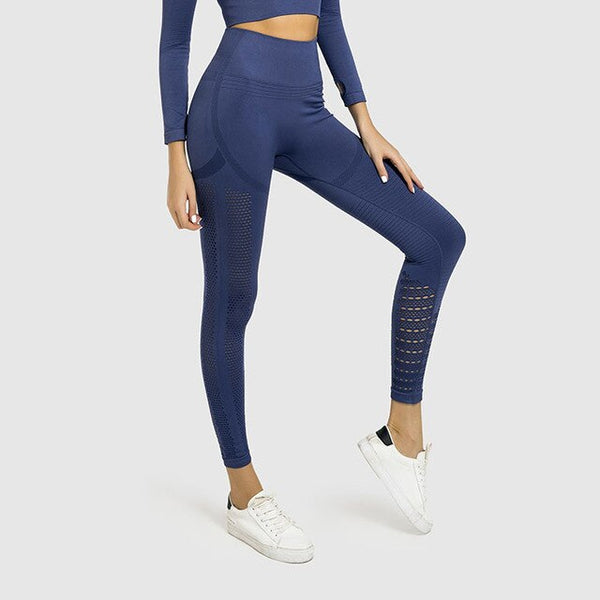 Sportswear Yoga Set Gym Fitness Tracksuit Long Sleeve Crop Top Hollow Out Leggings Running Traning Workout Outdoor 2 Piece Set | Vimost Shop.
