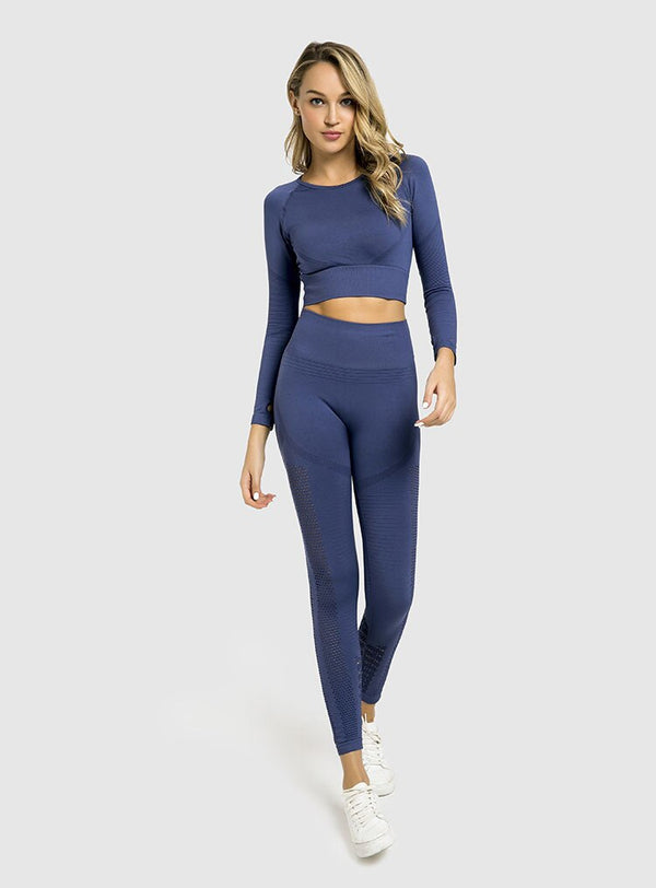 Sportswear Yoga Set Gym Fitness Tracksuit Long Sleeve Crop Top Hollow Out Leggings Running Traning Workout Outdoor 2 Piece Set | Vimost Shop.