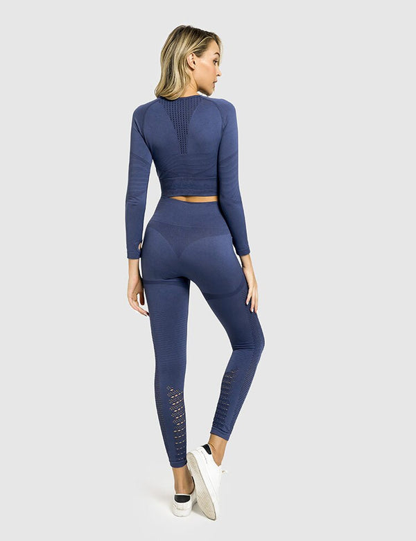 Sportswear Yoga Set Gym Fitness Tracksuit Long Sleeve Crop Top Hollow Out Leggings Running Traning Workout Outdoor 2 Piece Set | Vimost Shop.