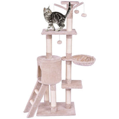 56" Condo Scratching Posts Ladder Cat Play Tree  Cats Tree Kitten House Furniture PS7009BE