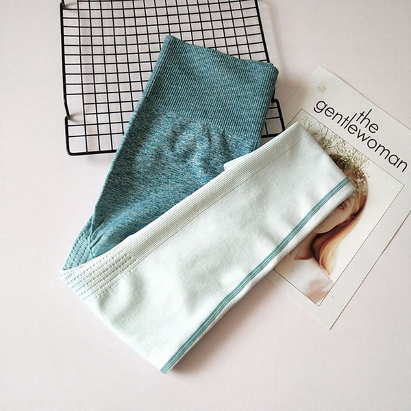 Women Yoga Set Gym Clothing Ombre Seamless Gradient Leggings+Long sleeve Top Workout Sport Suit Women Fitness Set Active Wear | Vimost Shop.