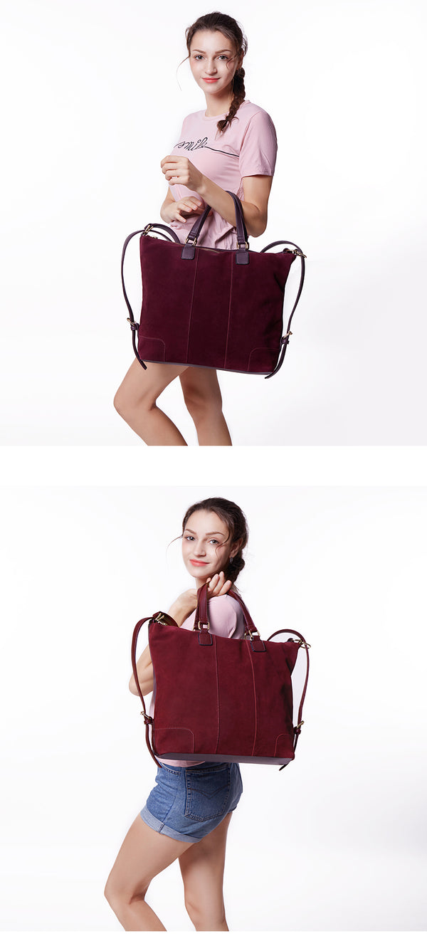 Women Real Split Suede Leather Shoulder Tote Bag Fashion Female Large Leisure Nubuck Casual Handbag Travelling Top handle Bags | Vimost Shop.