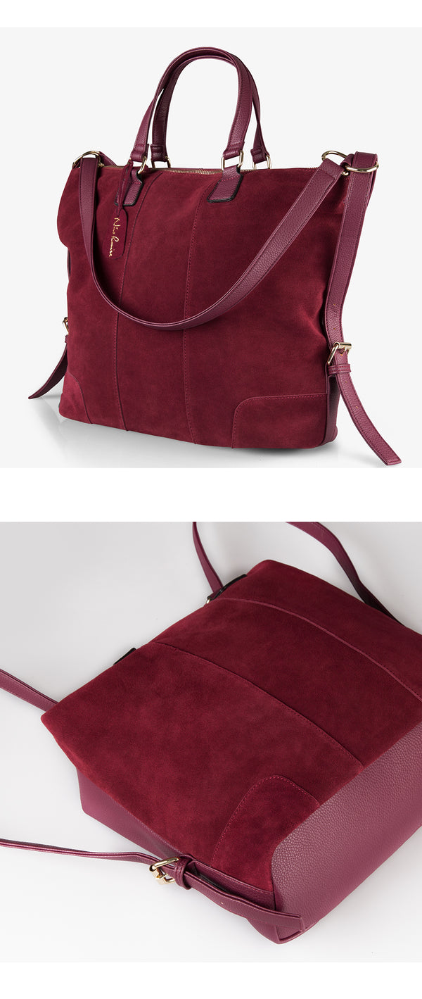 Women Real Split Suede Leather Shoulder Tote Bag Fashion Female Large Leisure Nubuck Casual Handbag Travelling Top handle Bags | Vimost Shop.