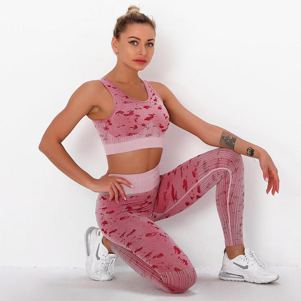 Sportswear Camo Yoga Set Women Seamless Gym Clothes Jogging Workout Fitness Tracksuit Tank Crop Top Hips Lifting Pantalones Suit | Vimost Shop.