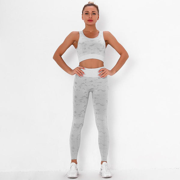 Sportswear Camo Yoga Set Women Seamless Gym Clothes Jogging Workout Fitness Tracksuit Tank Crop Top Hips Lifting Pantalones Suit | Vimost Shop.