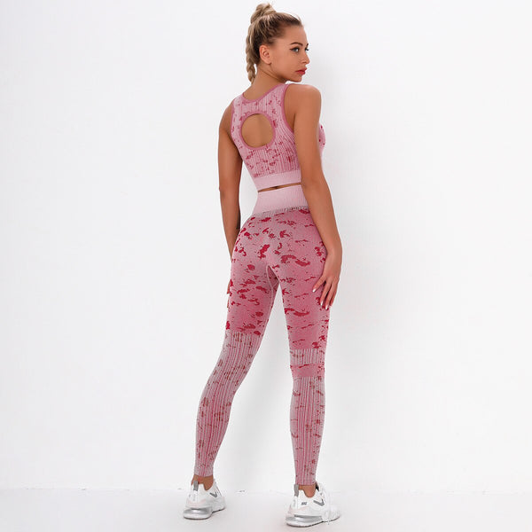 Sportswear Camo Yoga Set Women Seamless Gym Clothes Jogging Workout Fitness Tracksuit Tank Crop Top Hips Lifting Pantalones Suit | Vimost Shop.