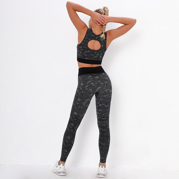 Sportswear Camo Yoga Set Women Seamless Gym Clothes Jogging Workout Fitness Tracksuit Tank Crop Top Hips Lifting Pantalones Suit | Vimost Shop.