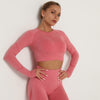Yoga Crop Tops Yoga Shirts Gym Workout Tops Long Sleeve Fitness Running Sport T-Shirts Athletic Training Wear Women Sportswear | Vimost Shop.