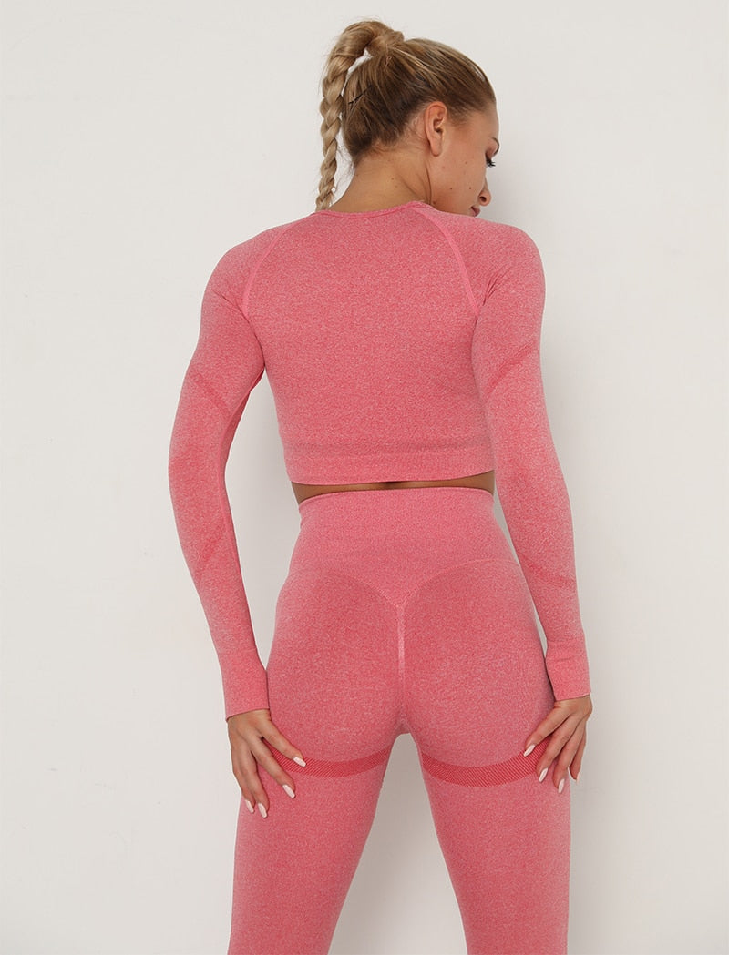 Yoga Crop Tops Yoga Shirts Gym Workout Tops Long Sleeve Fitness Running Sport T-Shirts Athletic Training Wear Women Sportswear | Vimost Shop.