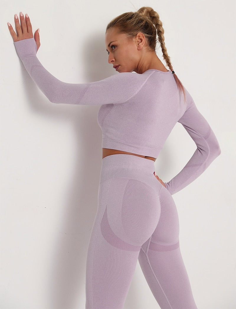 Yoga Crop Tops Yoga Shirts Gym Workout Tops Long Sleeve Fitness Running Sport T-Shirts Athletic Training Wear Women Sportswear | Vimost Shop.