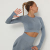 Yoga Crop Tops Yoga Shirts Gym Workout Tops Long Sleeve Fitness Running Sport T-Shirts Athletic Training Wear Women Sportswear | Vimost Shop.